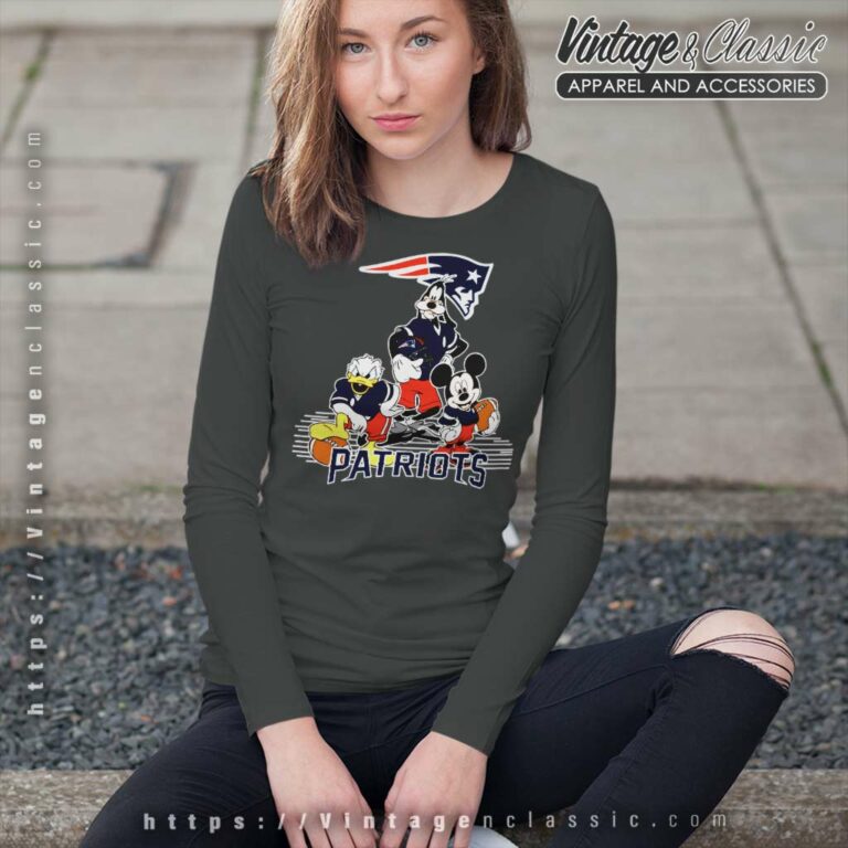 New England Patriots Mickey Mouse Donald Duck Goofy Football Long Sleeve Tee New England Patriots Mickey Mouse Donald Duck Goofy Football Long Sleeve Tee