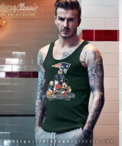New England Patriots Mickey Mouse Donald Duck Goofy Football Tank Top Racerback