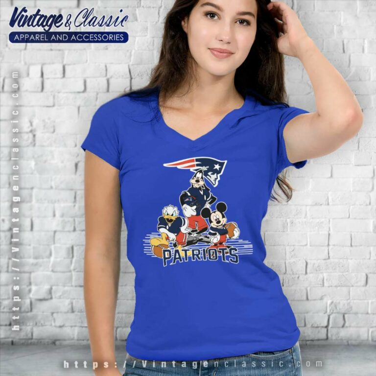 New England Patriots Mickey Mouse Donald Duck Goofy Football V Neck TShirt New England Patriots Mickey Mouse Donald Duck Goofy Football V Neck TShirt