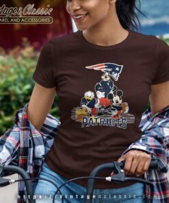 New England Patriots Mickey Mouse Donald Duck Goofy Football Women TShirt