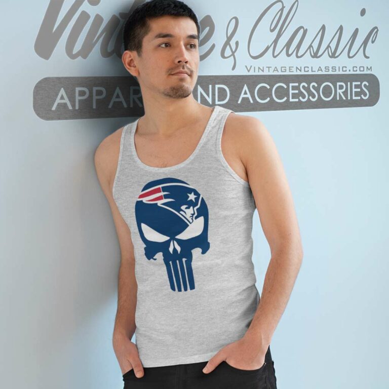 New England Patriots Punisher Logo Tank Top Racerback New England Patriots Punisher Logo Tank Top Racerback
