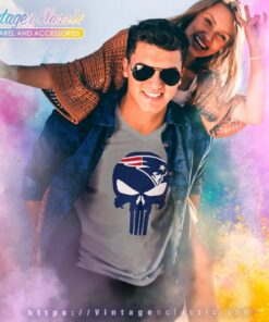 New England Patriots Punisher Logo V Neck TShirt