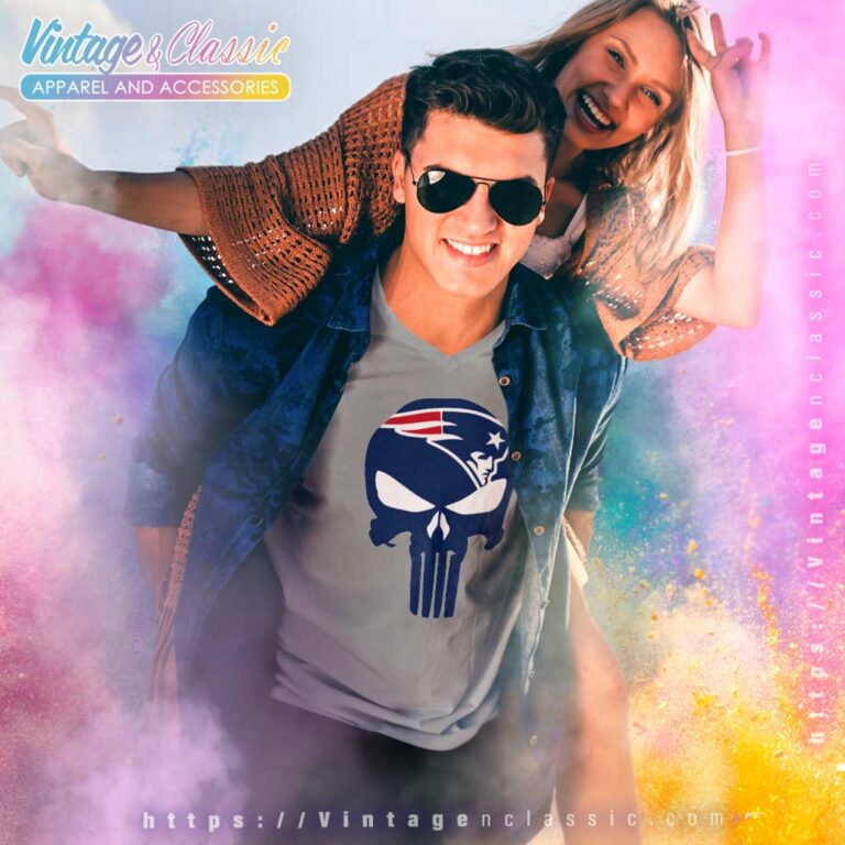 New England Patriots Punisher Logo V Neck TShirt New England Patriots Punisher Logo V Neck TShirt