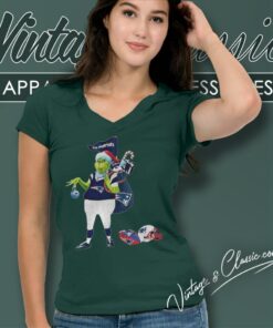 New England Patriots Santa Grinch Christmas Shirt 5 New England Patriots Santa Grinch Christmas V Neck TShirt