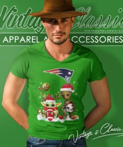 New England Patriots Shirt Baby Yoda And Groot Santa Christmas 5 New England Patriots Shirt Baby Yoda And Groot Santa Christmas V Neck TShirt