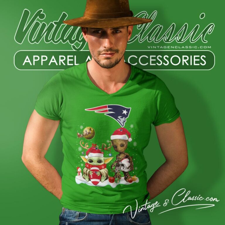 New England Patriots Shirt Baby Yoda And Groot Santa Christmas V Neck TShirt New England Patriots Shirt Baby Yoda And Groot Santa Christmas V Neck TShirt