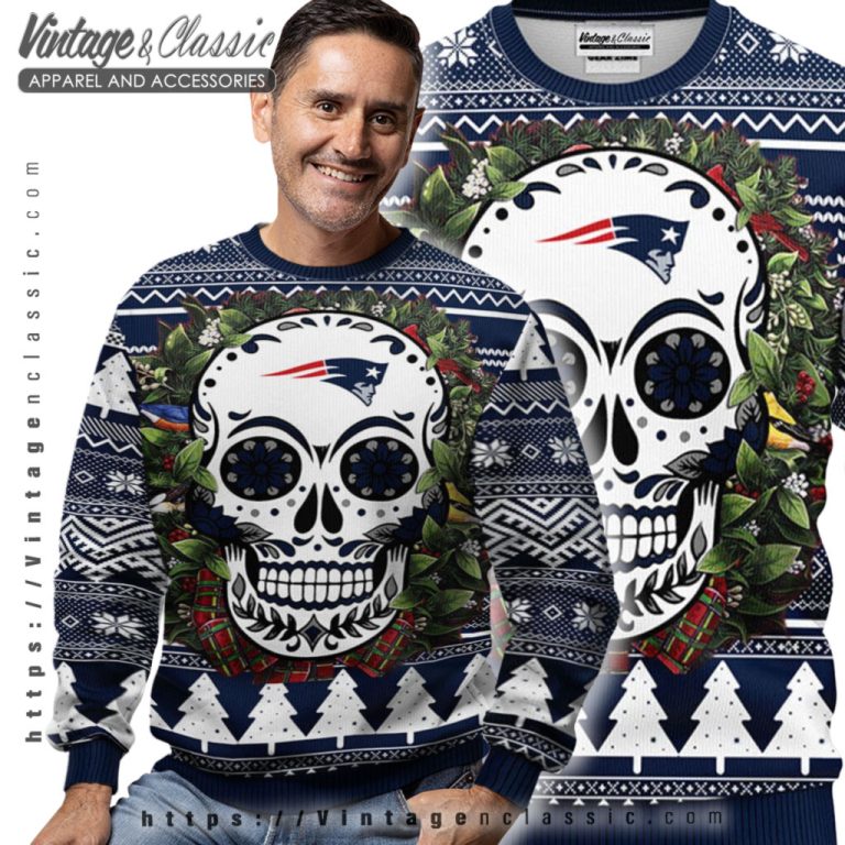 New England Patriots Skull Ugly Christmas Sweater Men Ugly Sweater New England Patriots Skull Ugly Christmas Sweater Men Ugly Sweater