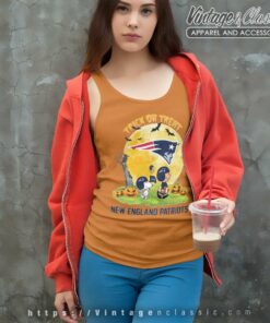 New England Patriots Snoopy Charlie Brown Halloween Trick Or Treat Tank Top Racerback