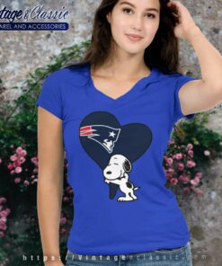 New England Patriots Snoopy In My Heart Football V Neck TShirt