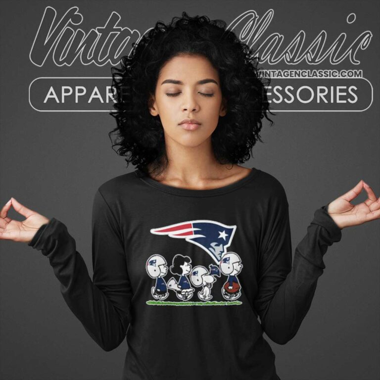 New England Patriots Snoopy Peanuts Characters Walking Long Sleeve Tee New England Patriots Snoopy Peanuts Characters Walking Long Sleeve Tee