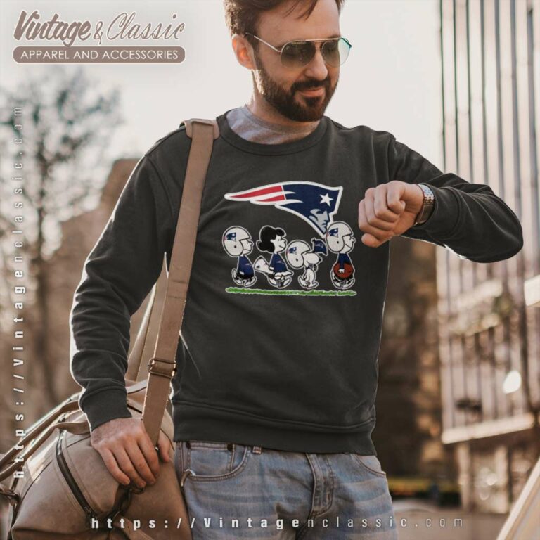 New England Patriots Snoopy Peanuts Characters Walking Sweatshirt New England Patriots Snoopy Peanuts Characters Walking Sweatshirt