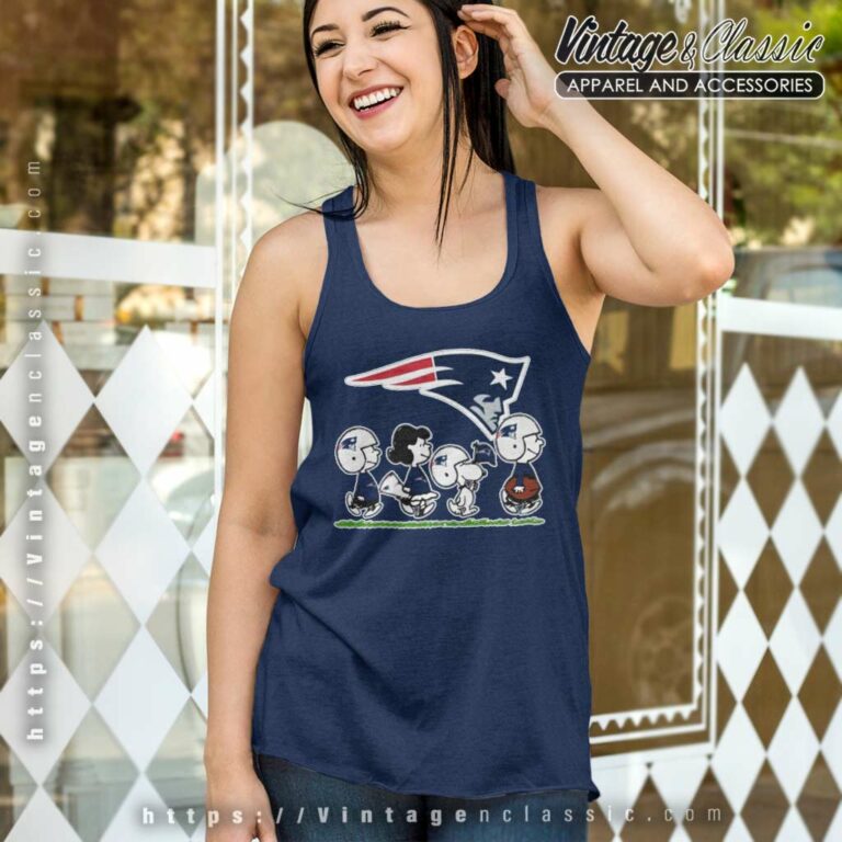 New England Patriots Snoopy Peanuts Characters Walking Tank Top Racerback New England Patriots Snoopy Peanuts Characters Walking Tank Top Racerback
