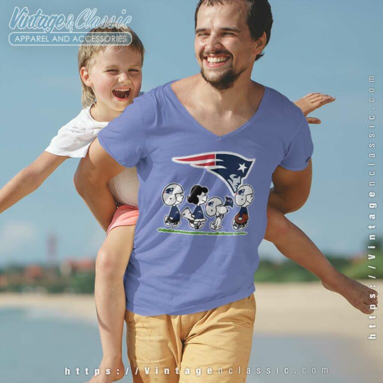 New England Patriots Snoopy Peanuts Characters Walking V Neck TShirt New England Patriots Snoopy Peanuts Characters Walking V Neck TShirt