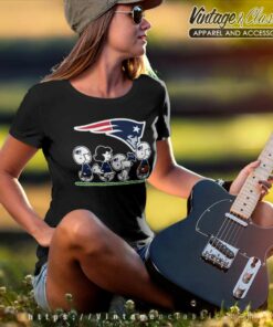 New England Patriots Snoopy Peanuts Characters Walking Women TShirt