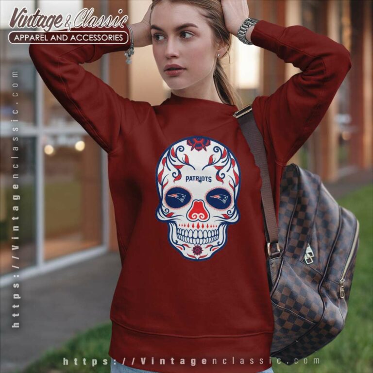 New England Patriots Sugar Skull Sweatshirt New England Patriots Sugar Skull Sweatshirt