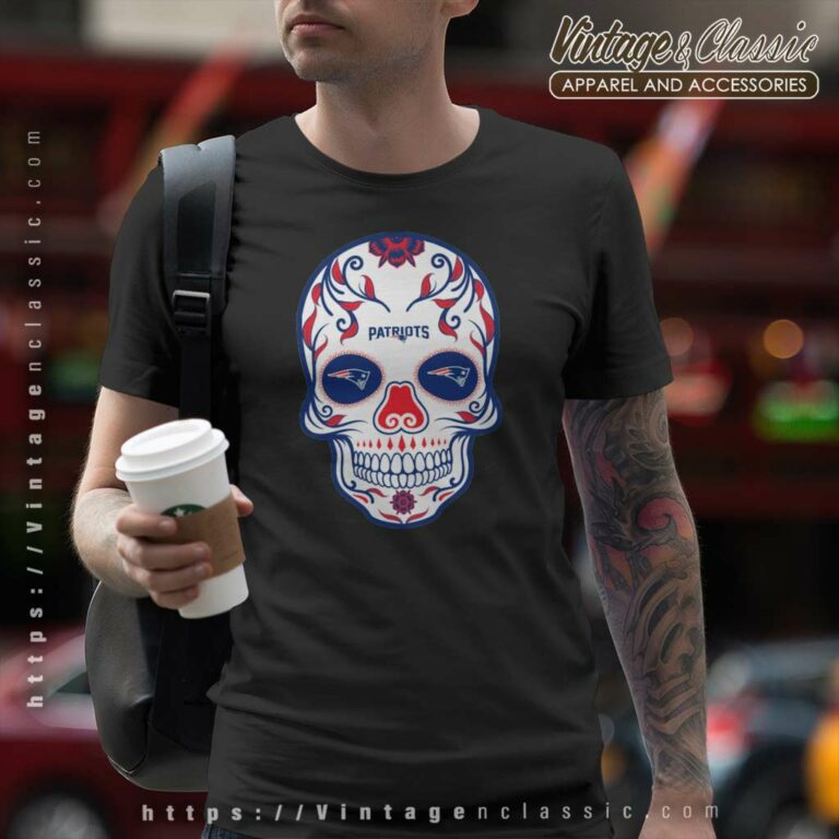 New England Patriots Sugar Skull T Shirt New England Patriots Sugar Skull T Shirt
