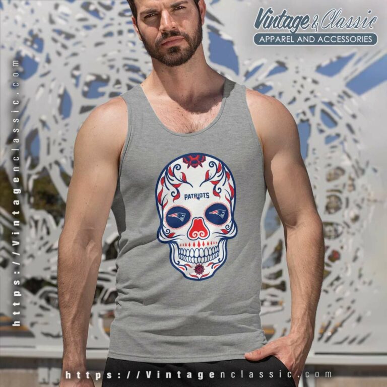 New England Patriots Sugar Skull Tank Top Racerback New England Patriots Sugar Skull Tank Top Racerback