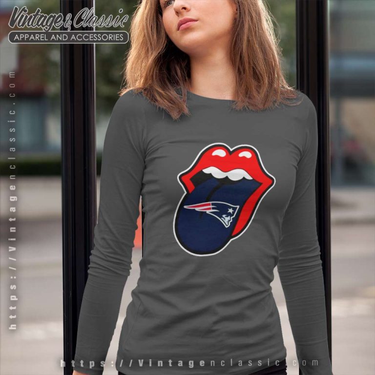 New England Patriots The Rolling Stones Logo Long Sleeve Tee New England Patriots The Rolling Stones Logo Long Sleeve Tee