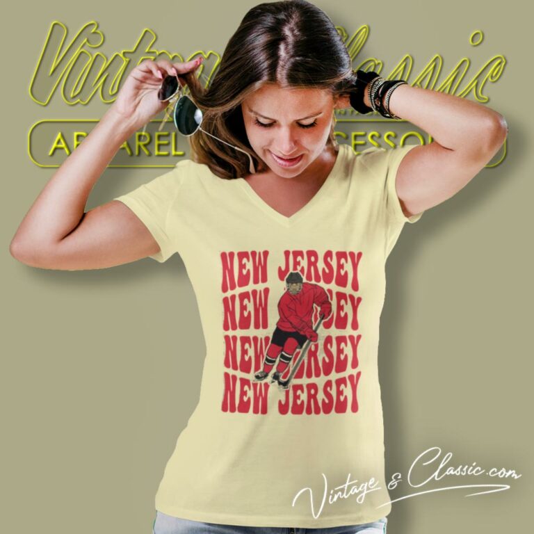 New Jersey Devil Hockey Nhl V Neck TShirt New Jersey Devil Hockey Nhl V Neck TShirt