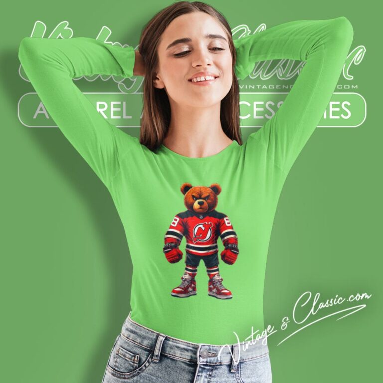 New Jersey Devils Bear Nhl Long Sleeve Tee New Jersey Devils Bear Nhl Long Sleeve Tee