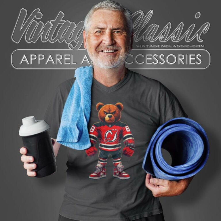 New Jersey Devils Bear Nhl V Neck TShirt New Jersey Devils Bear Nhl V Neck TShirt