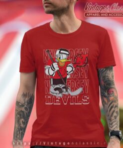 New Jersey Devils Donald Duck Hockey Shirt T shirt