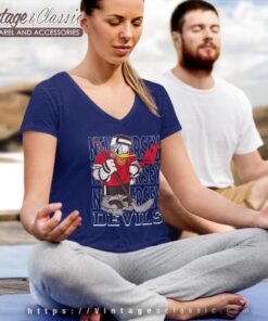 New Jersey Devils Donald Duck Hockey Shirt V Neck TShirt