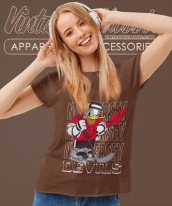 New Jersey Devils Donald Duck Hockey Shirt Women T shirt