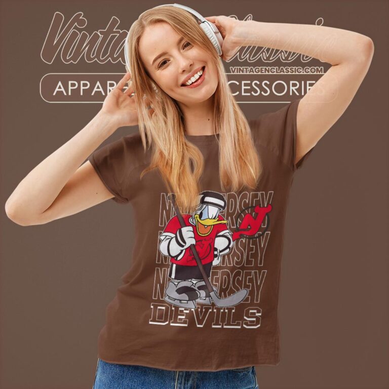 New Jersey Devils Donald Duck Hockey Shirt Women T shirt New Jersey Devils Donald Duck Hockey Shirt Women T shirt