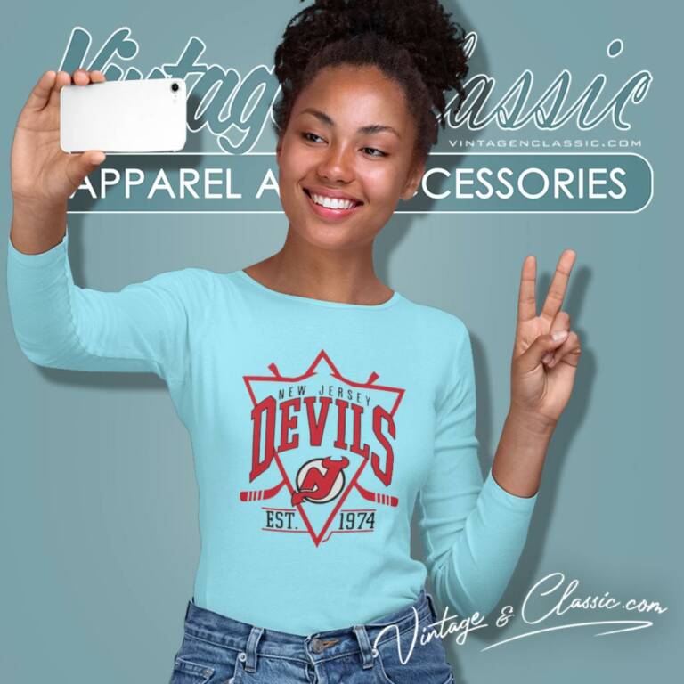 New Jersey Devils Est 974 Hockey Team Long Sleeve Tee New Jersey Devils Est 974 Hockey Team Long Sleeve Tee