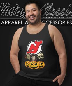 New Jersey Devils Halloween Horror Movie Pumpkin Tank Top Racerback