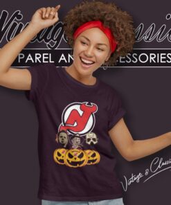 New Jersey Devils Halloween Horror Movie Pumpkin Women T Shirt