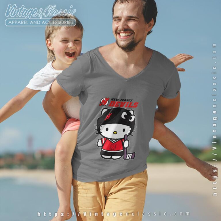 New Jersey Devils Hello Kitty Shirt V Neck TShirt New Jersey Devils Hello Kitty Shirt V Neck TShirt