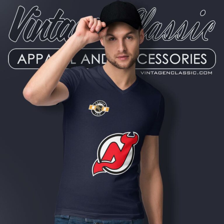 New Jersey Devils Logo Nhl V Neck TShirt New Jersey Devils Logo Nhl V Neck TShirt
