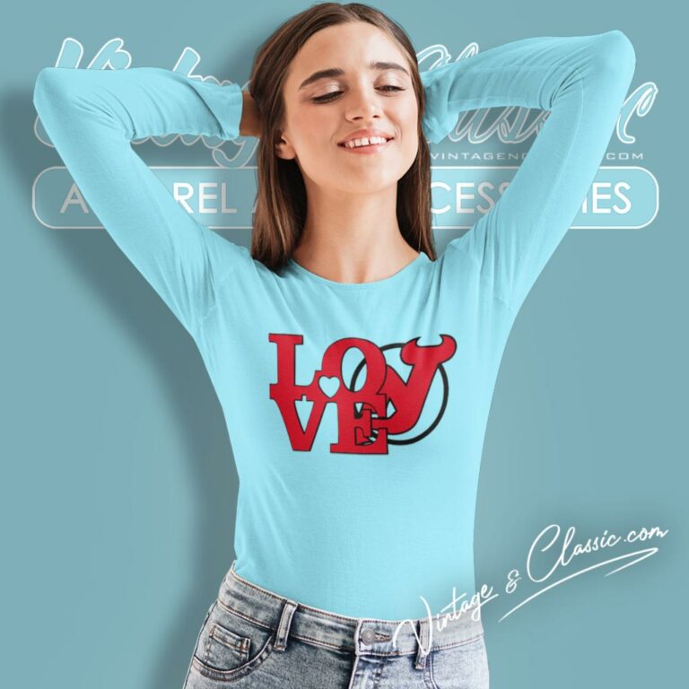 New Jersey Devils Nhl Hockey Love Long Sleeve Tee New Jersey Devils Nhl Hockey Love Long Sleeve Tee