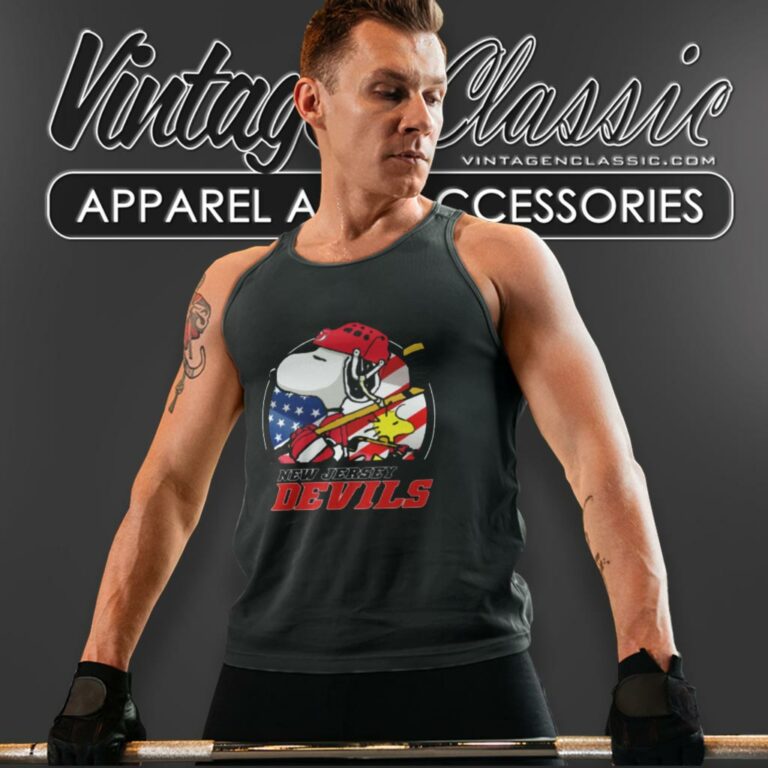 New Jersey Devils Snoopy And Woodstock Nhl Tank Top Racerback New Jersey Devils Snoopy And Woodstock Nhl Tank Top Racerback