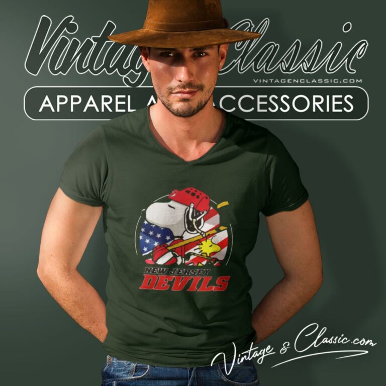 New Jersey Devils Snoopy And Woodstock Nhl V Neck TShirt New Jersey Devils Snoopy And Woodstock Nhl V Neck TShirt