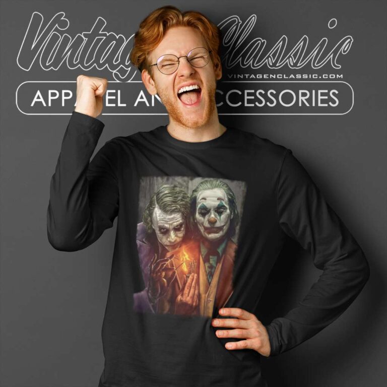New Joker Heath Ledger And Joaquin Phoenix Long Sleeve Tee New Joker Heath Ledger And Joaquin Phoenix Long Sleeve Tee