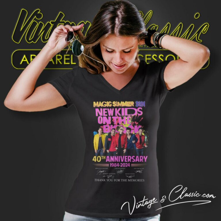 New Kids On The Block 40th Anniversary V Neck TShirt New Kids On The Block 40th Anniversary V Neck TShirt