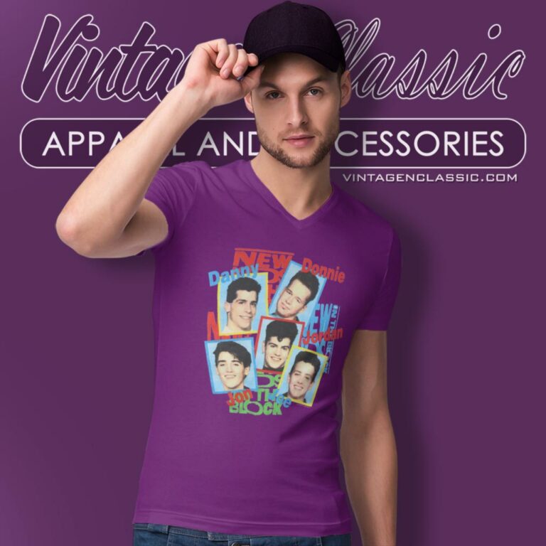 New Kids On The Block 80s V Neck TShirt New Kids On The Block 80s V Neck TShirt