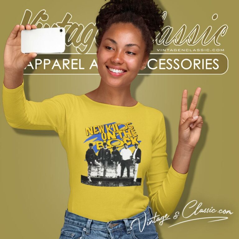 New Kids On The Block Group Portrait Hangin Long Sleeve Tee New Kids On The Block Group Portrait Hangin Long Sleeve Tee