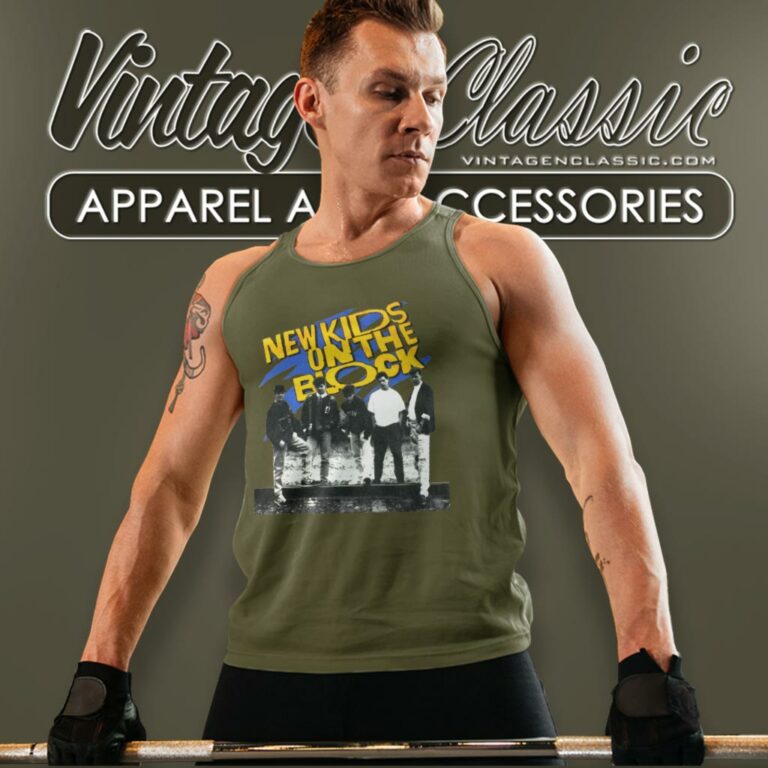 New Kids On The Block Group Portrait Hangin Tank Top Racerback New Kids On The Block Group Portrait Hangin Tank Top Racerback
