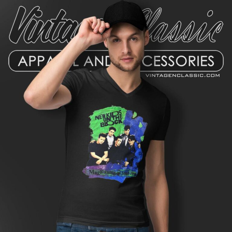 New Kids On The Block Magic Summer V Neck TShirt New Kids On The Block Magic Summer V Neck TShirt