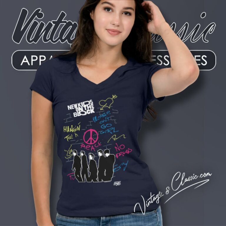 New Kids On The Block Poster V Neck TShirt New Kids On The Block Poster V Neck TShirt