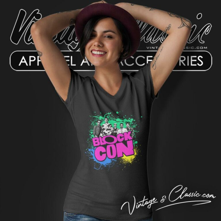New Kids On The Block Splatter V Neck TShirt New Kids On The Block Splatter V Neck TShirt