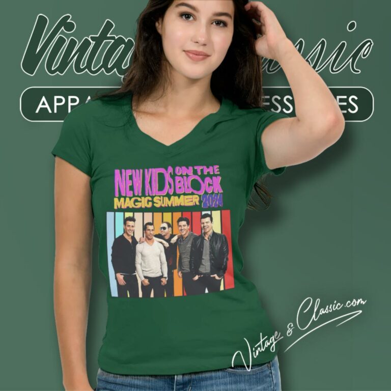 New Kids On The Block Summer Tour 2024 V Neck TShirt New Kids On The Block Summer Tour 2024 V Neck TShirt