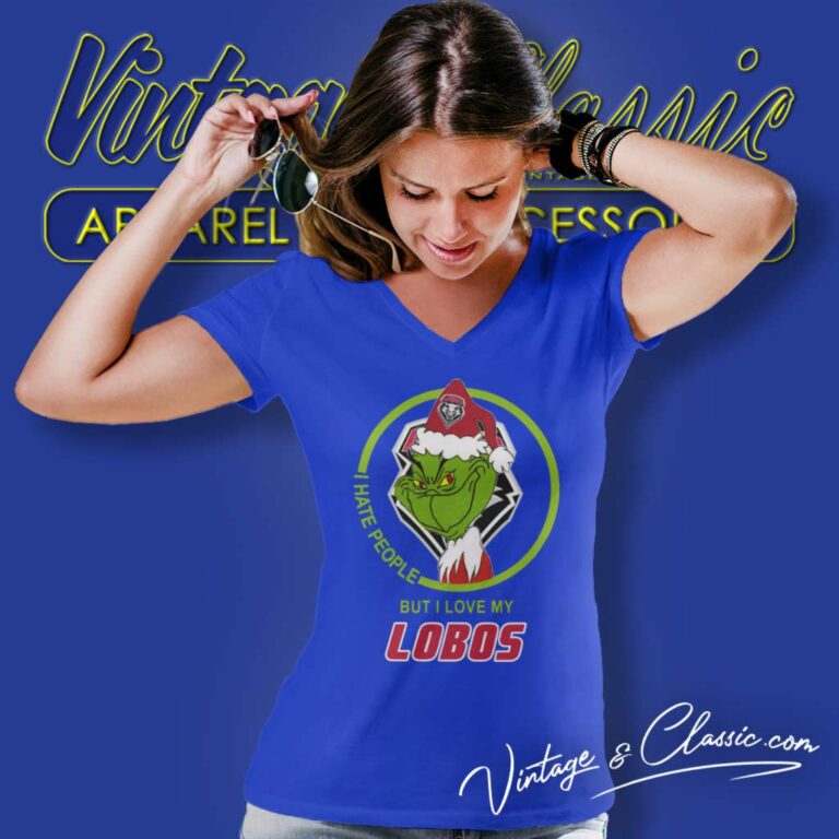 New Mexico Lobos Ncaa Christmas Grinch Shirt I Hate People But I Love My Lobos V Neck TShirt New Mexico Lobos Ncaa Christmas Grinch Shirt I Hate People But I Love My Lobos V Neck TShirt