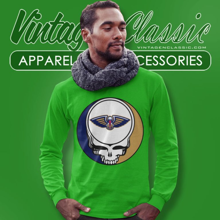 New Orleans Pelicans Grateful Dead Steal Your Face Long Sleeve Tee New Orleans Pelicans Grateful Dead Steal Your Face Long Sleeve Tee