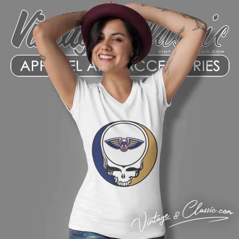 New Orleans Pelicans Grateful Dead Steal Your Face V Neck TShirt New Orleans Pelicans Grateful Dead Steal Your Face V Neck TShirt