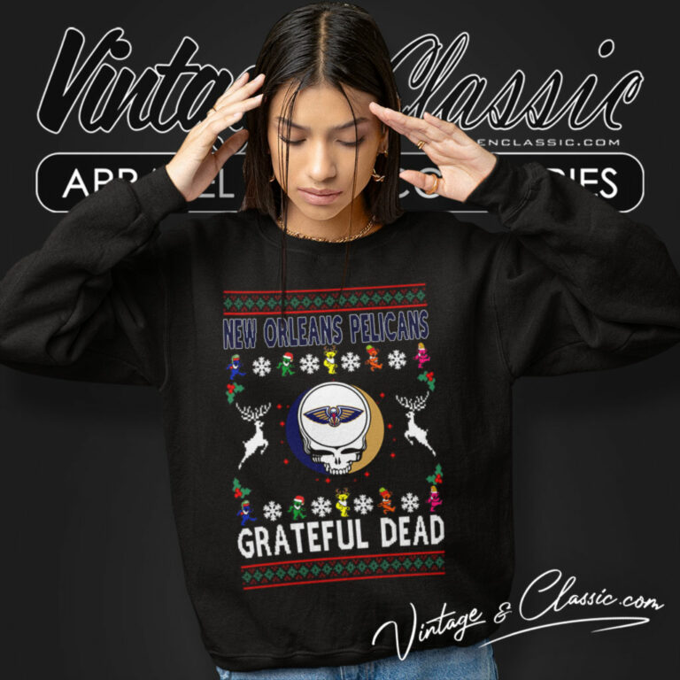 New Orleans Pelicans Grateful Dead Ugly Christmas Sweatshirt New Orleans Pelicans Grateful Dead Ugly Christmas Sweatshirt